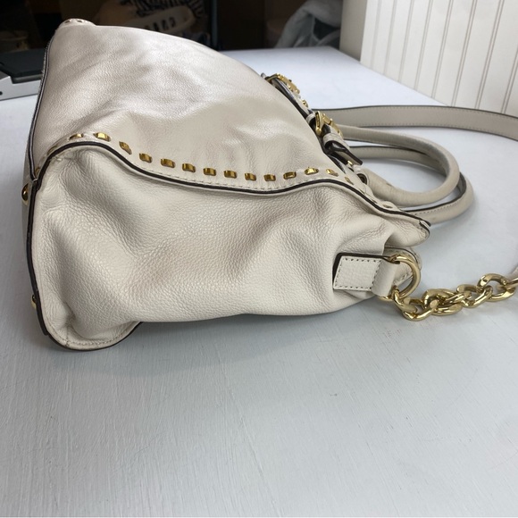 Michael Kors Rock & Roll Hamilton Pebbled Leather Crossbody Large Satchel Cream - Picture 2 of 15